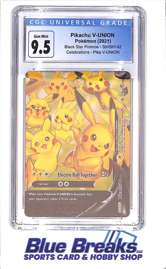 2021 Pokemon - Pikachu V Union - Black Star Promos - Celebrations - Pika V-Union - CGC 9.5 - SWSH142 - drop
