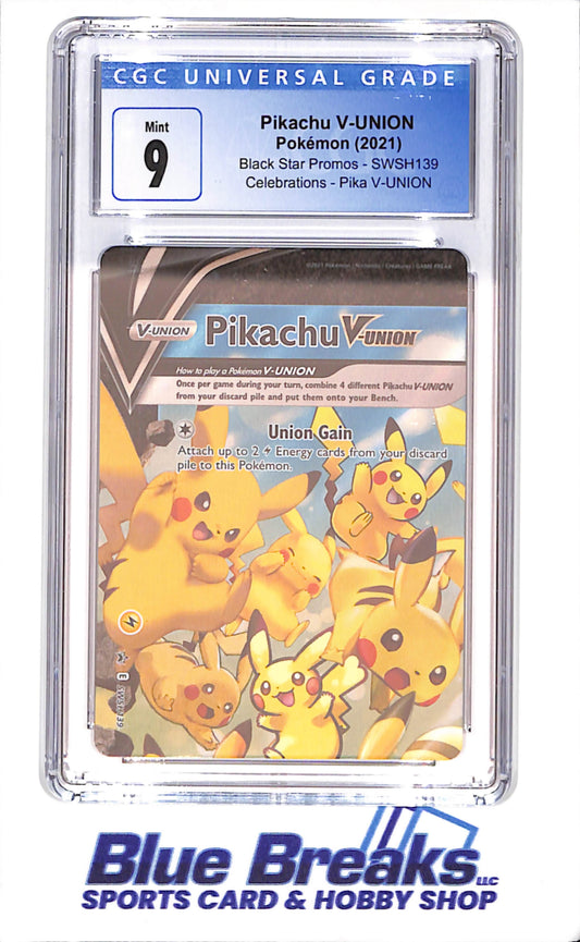 2021 Pokemon - Pikachu V-Union - Black Star Promos - Celebrations - Pika V-Union - CGC 9 - SWSH139 - drop
