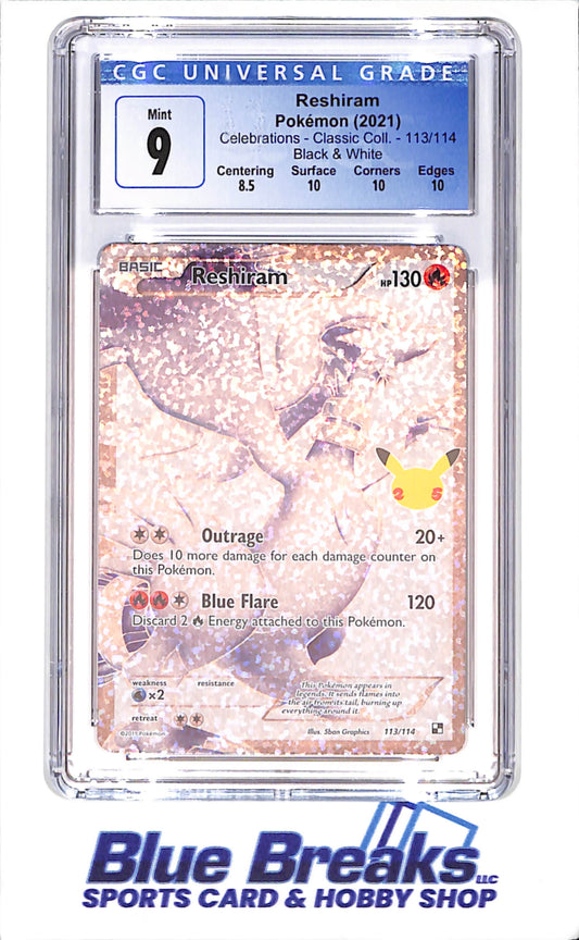 2021 Pokemon - Reshiram - Celebrations - Classic Collection - Black & White - CGC 9 - 113/114 - drop