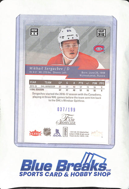 2016-17 Fleer Flair Showcase - Mikhail Sergachev - Blue Ice - 37/199 - Montreal Canadiens