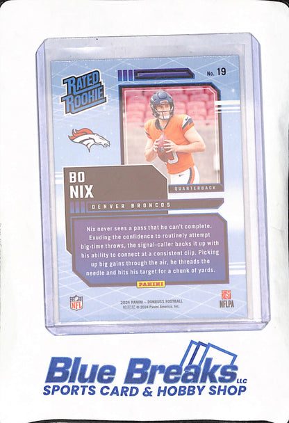 2024 Donruss - Bo Nix - Rated Rookie Retro Blue Shock - Denver Broncos - Football - #19