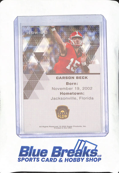 2022 Super Products - Carson Beck - Super Glow - 1st Ever - Georgia Bulldogs - Football - #GLOW-U12