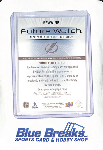 2022-23 SP Authentic - Nick Perbix - Future Watch Autograph - Tampa Bay Lightning - Hockey - 220/699 - #RFWA-NP