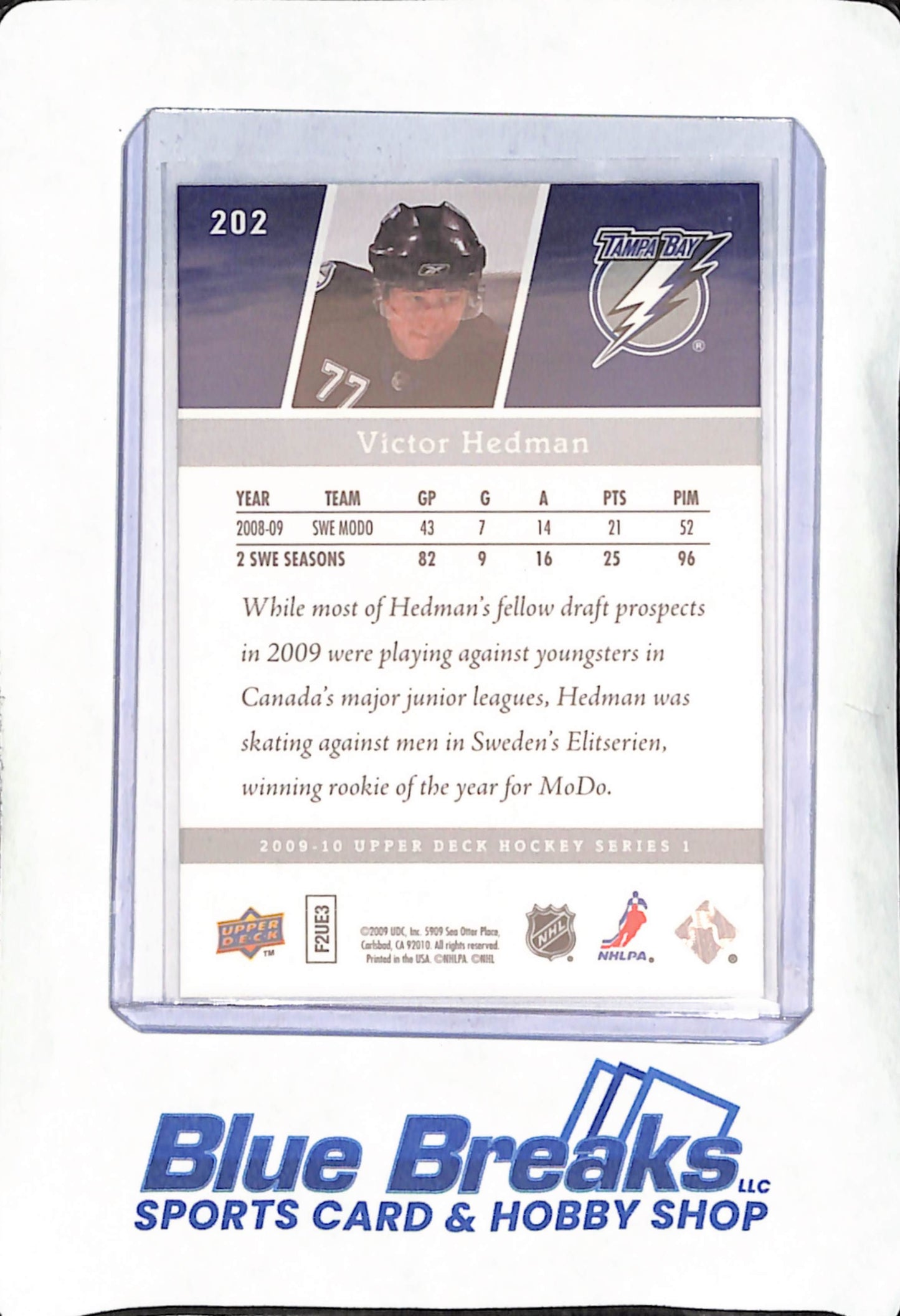 2009-2010 Upper Deck Series 1 - Victor Hedman - Young Guns - Tampa Bay Lightning - Hockey - #202