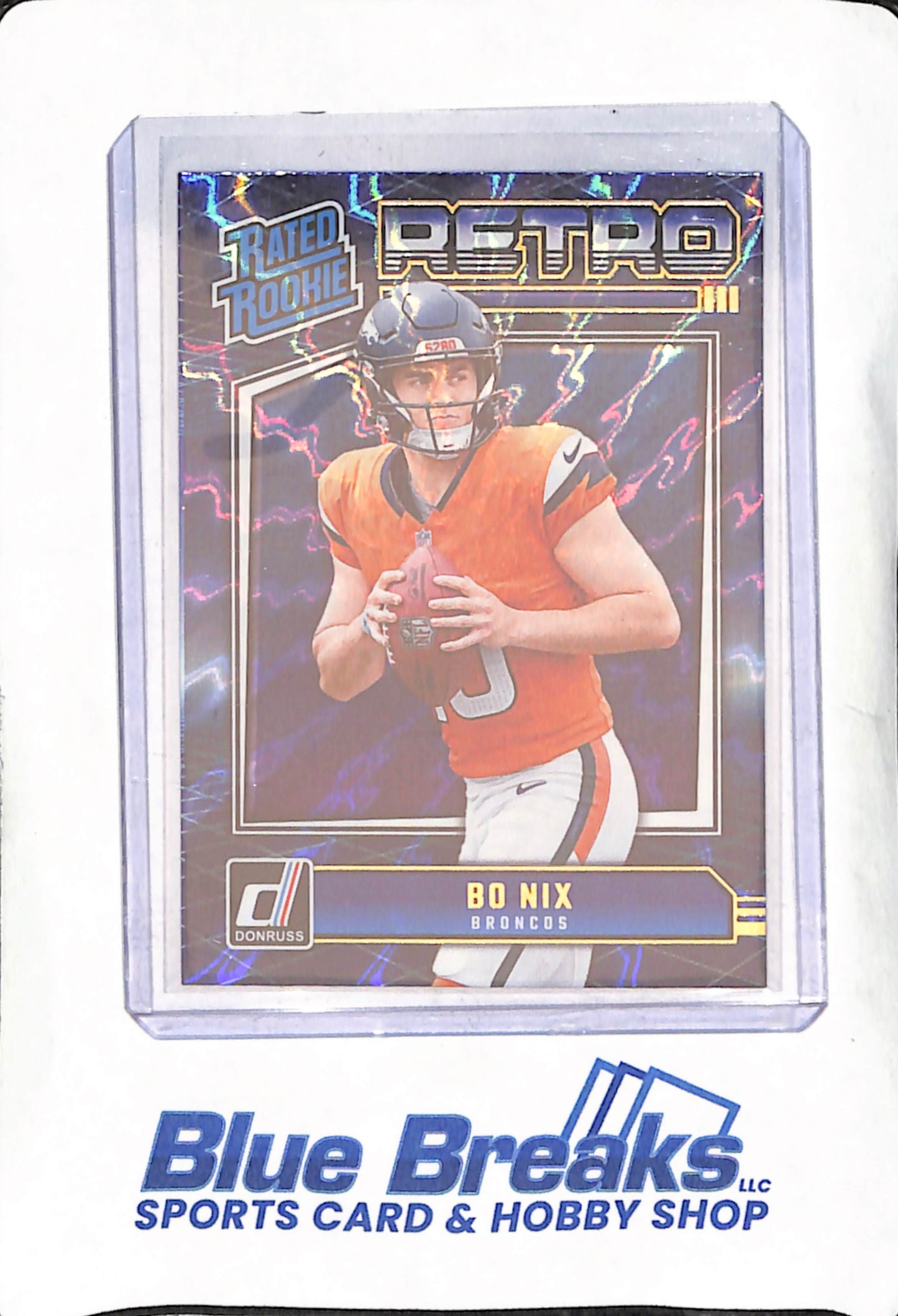 2024 Donruss - Bo Nix - Rated Rookie Retro Blue Shock - Denver Broncos - Football - #19