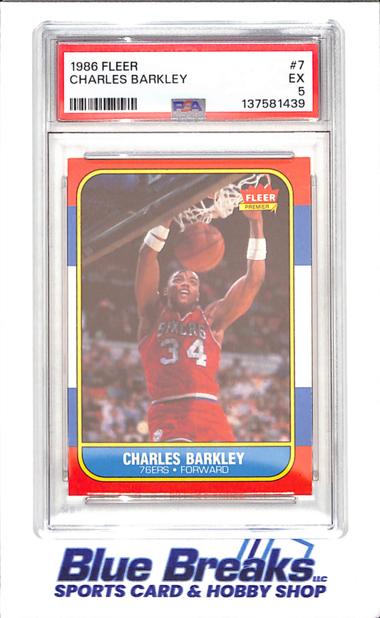1986 Fleer - Charles Barkley - PSA 5 - Philadelphia 76ers - Basketball - #7 - drop