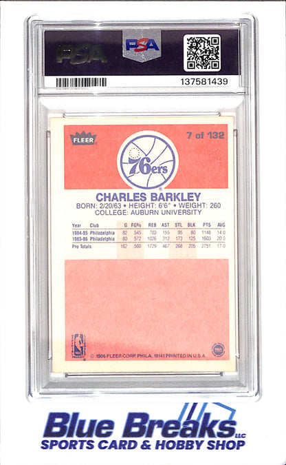 1986 Fleer - Charles Barkley - PSA 5 - Philadelphia 76ers - Basketball - #7
