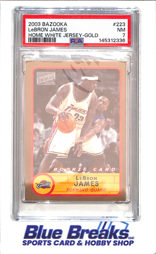 2003 Bazooka - LeBron James - Home White Jersey - Gold - PSA 7 - Cleveland Cavaliers - Basketball - #223 - drop