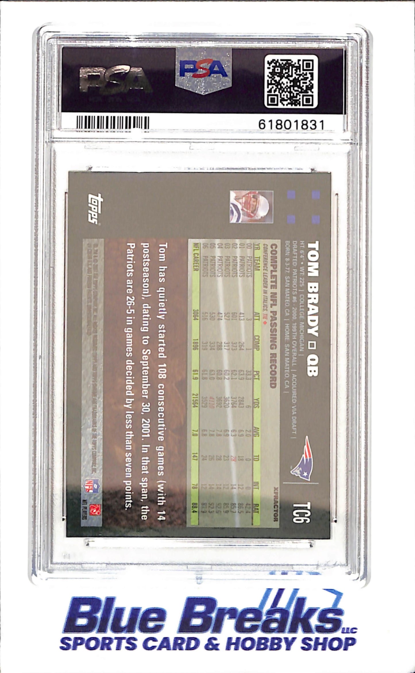 2007 Topps Chrome - Tom Brady - Xfractor - PSA 8 - New England Patriots - Football - #TC6