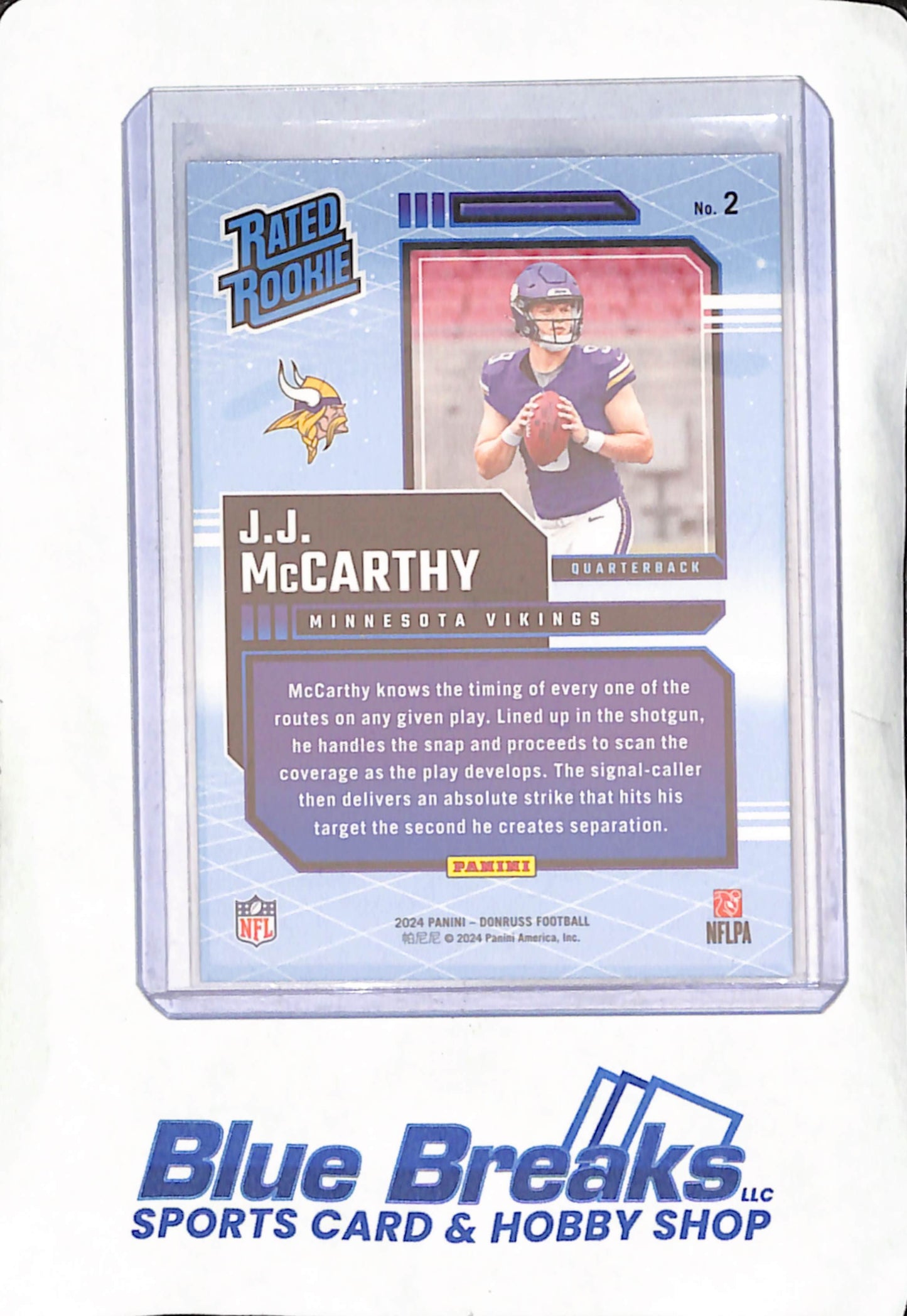 2024 Panini Donruss - JJ McCarthy - Rated Rooked Retro Series Blue - Minnesota Vikings - Football - #2
