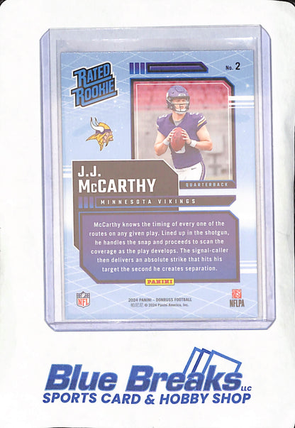 2024 Panini Donruss - JJ McCarthy - Rated Rooked Retro Series Blue - Minnesota Vikings - Football - #2