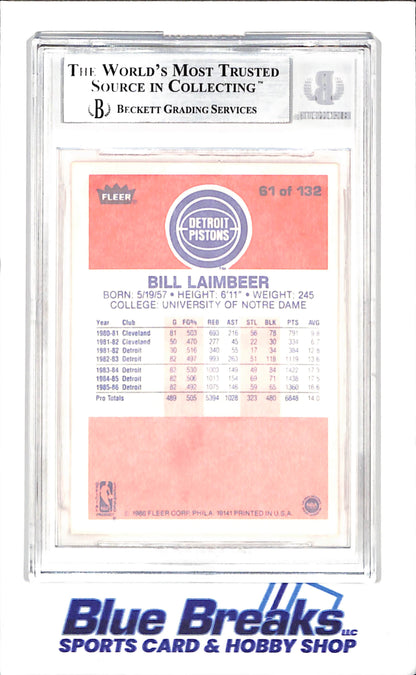 1986 Fleer - Bill Laimbeer - Beckett 9 - Detroit Pistons - Basketball - #61 - drop