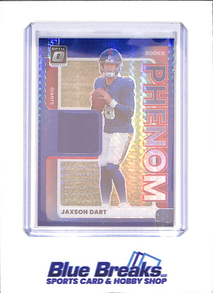 2025 Panini Donruss Optic - Jaxson Dart - Blue Hyper Phenom - Relic - New York Giants - Football - #RPBH-JCW - drop
