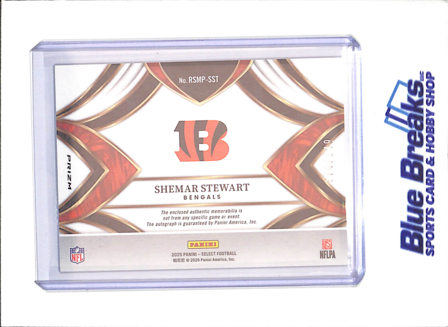 2025 Panini Select - Shemar Stewart - RPA - Rookie Relic Autograph - 174/249 - Cincinnati Bengals - Football - #RSMP-SST - drop