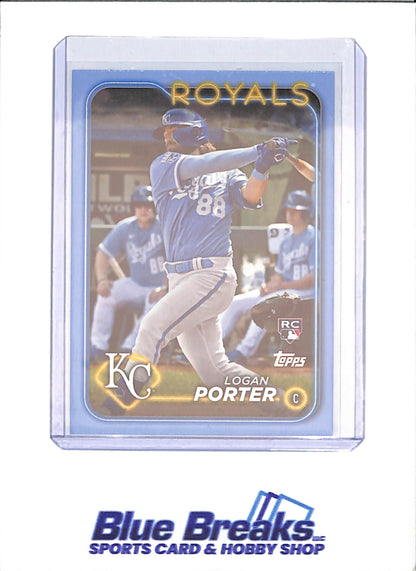 2024 Topps Series Two - Logan Porter - Father's Day Blue Border - 29/50 - RC - Kansas City Chiefs - Baseball - #666 - drop