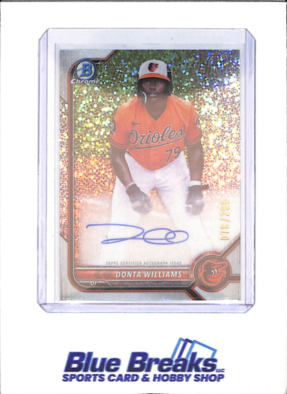 2022 Bowman Chrome - Donta Williams - Autograph - Sparkle - 78/299 - Baltimore Orioles - Baseball - #CPA-DW - drop