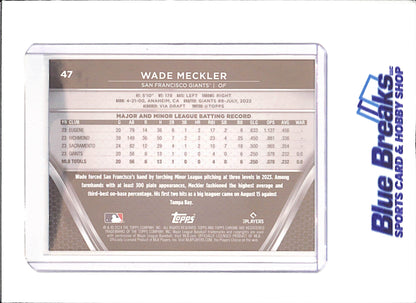 2024 Topps Chrome Black - Wade Meckler - RC - Green Wave Refractor - 30/99 - San Francisco Giants - Baseball - #47 - drop