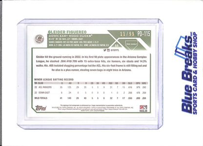 2023 Topps Pro Debut - Gleider Figuereo - Autograph - 11/99 - Down East Wood Ducks - Baseball - #PD-115 - drop