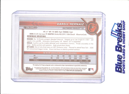 2022 Bowman Chrome - Darell Hernaiz - 1st Bowman Autograph - Baltimore Orioles - Baseball - #CPA-DHZ - drop
