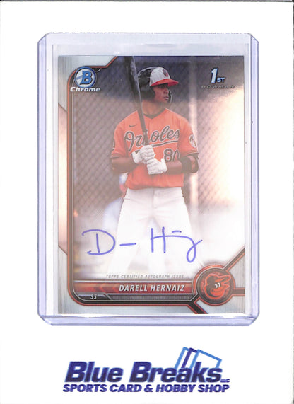2022 Bowman Chrome - Darell Hernaiz - 1st Bowman Autograph - Baltimore Orioles - Baseball - #CPA-DHZ - drop
