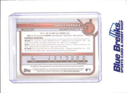 2022 Bowman Chrome - Darell Hernaiz - 1st Bowman Autograph - Baltimore Orioles - Baseball - #CPA-DHZ - drop