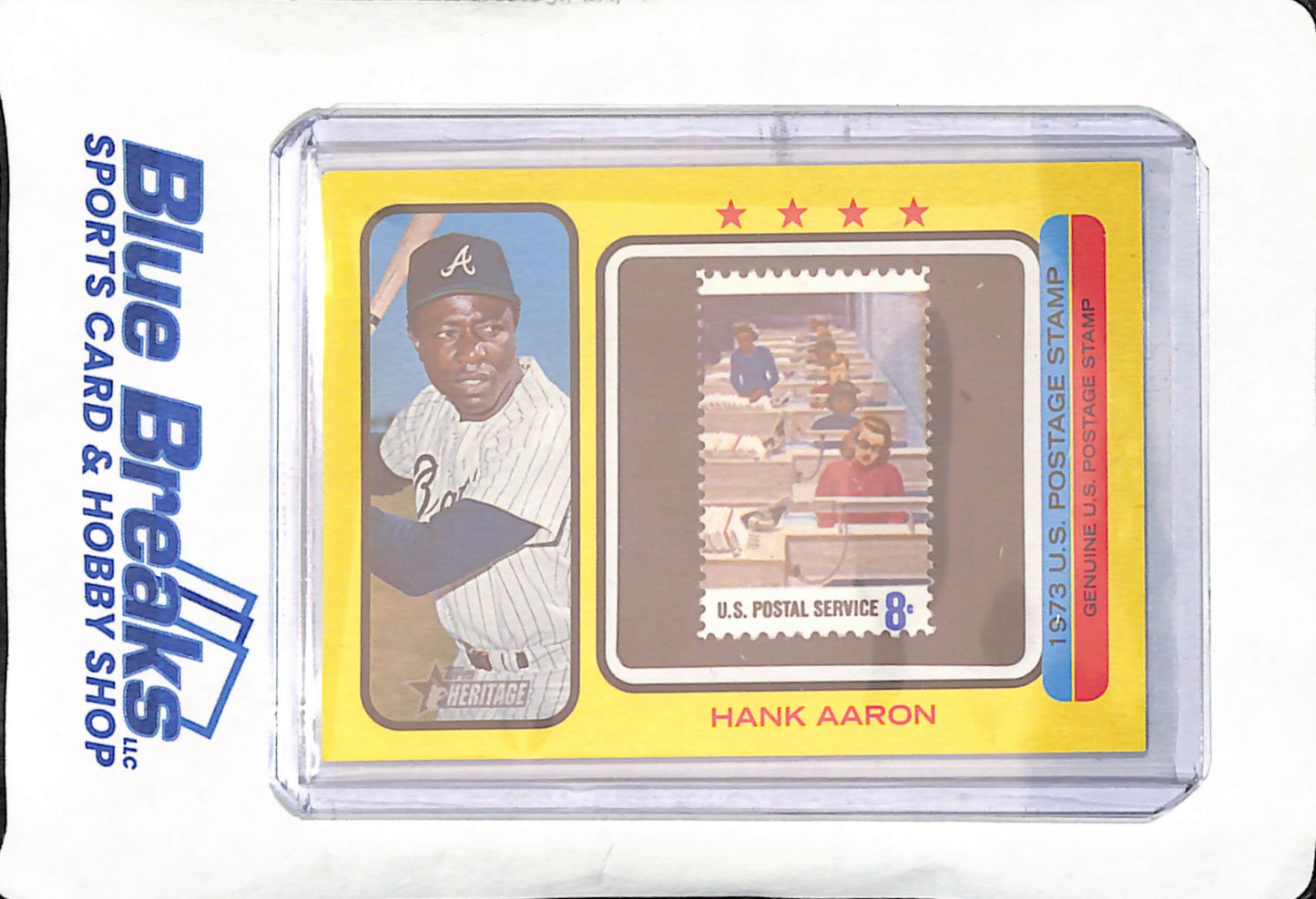 2022 Topps Heritage - Hank Aaron - 1973 Postage Stamp - Atlanta Braves - Baseball - 24/50 - #73PS-HA