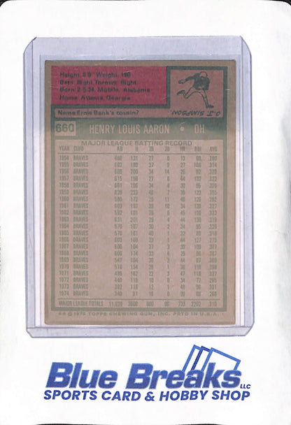 1975 Topps - Hank Aaron - Milwaukee Brewers - Baseball - #660