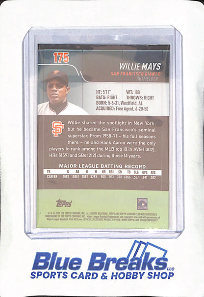 2022 Topps Stadium Club Chrome - Willie Mays - Wave Refractor - San Francisco Giants - Baseball - #175