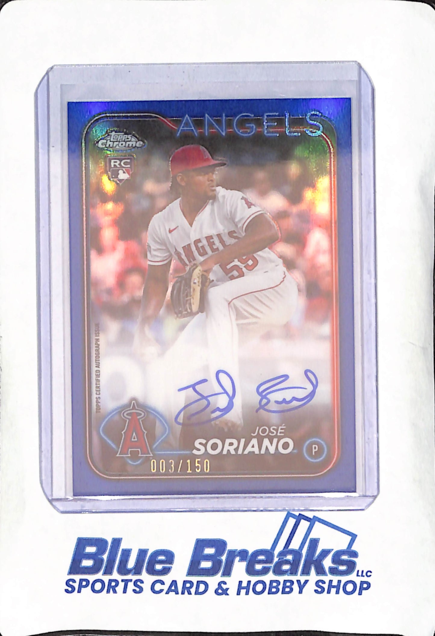 2024 Topps Chrome - Jose Soriano - Blue Autograph - RC - Los Angeles Angels - Baseball - 3/150 - #RA-JS