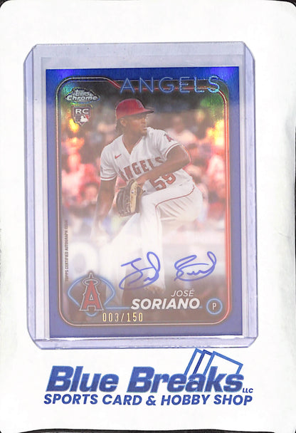 2024 Topps Chrome - Jose Soriano - Blue Autograph - RC - Los Angeles Angels - Baseball - 3/150 - #RA-JS