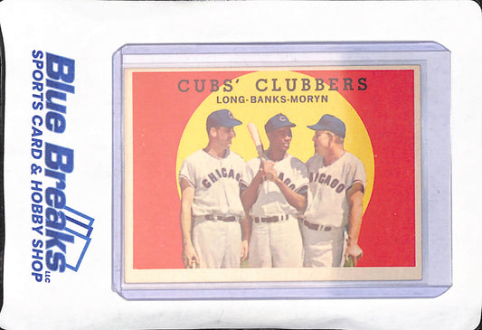 1959 Topps - Cubs Clubbers - Dale Long - Walt Moryn - Ernie Banks - Chicago Cubs - Baseball - #147
