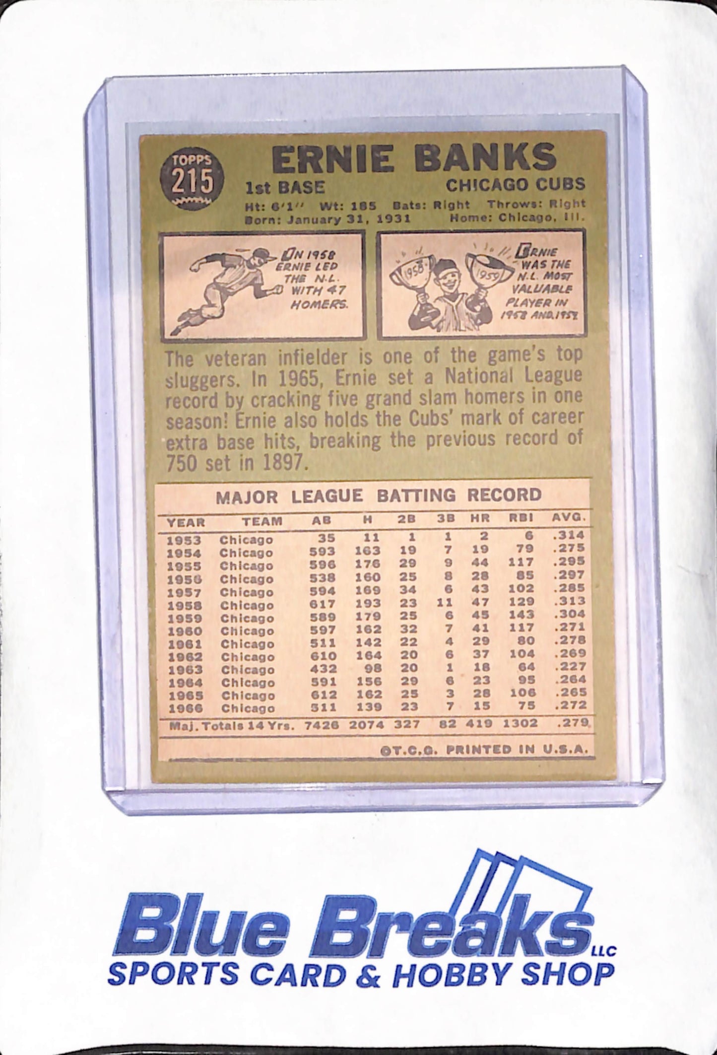 1967 Topps - Ernie Banks - Chicago Cubs - Baseball - #215