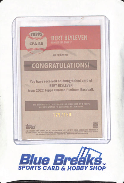2022 Topps Chrome Platinum - Bert Blyleven - Aqua Autograph  - Minnesota Twins - Baseball - 129/150 - #CPA-BB