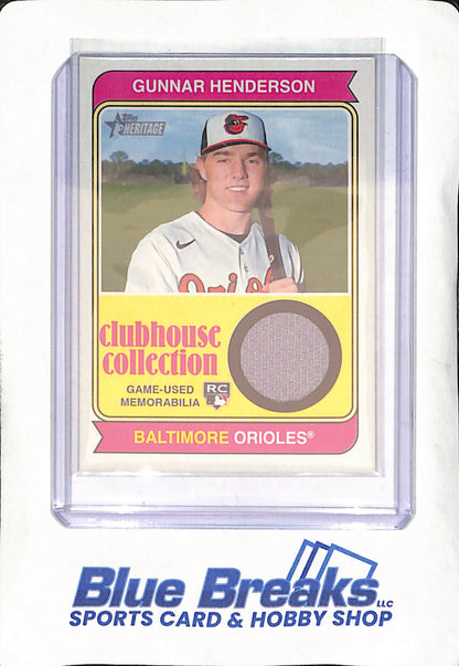 2023 Topps Heritage - Gunnar Henderson - Game-used Memorabilia - Clubhouse Collection - RC - Baltimore Orioles - Baseball - #CCR-GH