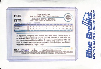 2024 Topps Pro-Debut - Roc Riggio - Sparkle Foil Autograph - Tampa Tarpons - Baseball - 134/199 - #PD-112