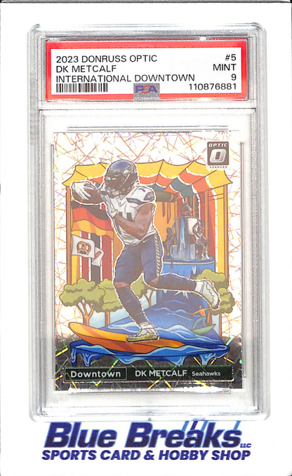 2023 Panini Donruss Optic International - DK Metcalf - Downtown - PSA 9 - Seattle Seahawks - Football - #5 - drop