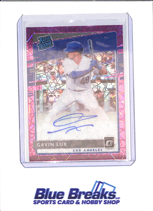 2020 Panini Donruss Optic - Gavin Lux - Pink Lazer Autograph - Rated Rookie - Los Angeles Dodgers - Baseball - #RRS-GL - drop