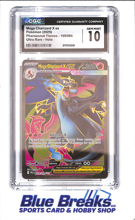 2025 Pokemon - Mega Charizard X ex - Phantasmal Flames - Ultra Rare - Holo - CGC 10 - 109/94 - drop