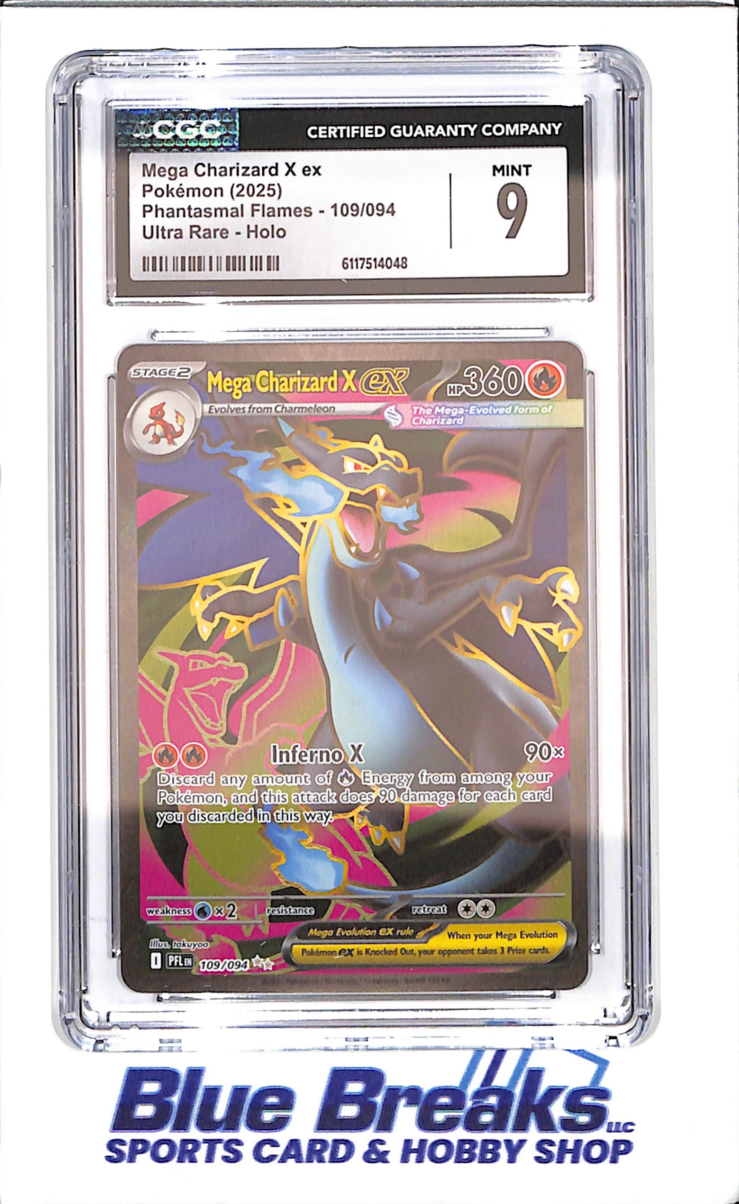 2025 Pokemon - Mega Charizard X ex - Phantasmal Flames - Ultra Rare - Holo - CGC 9 - 109/094 - drop