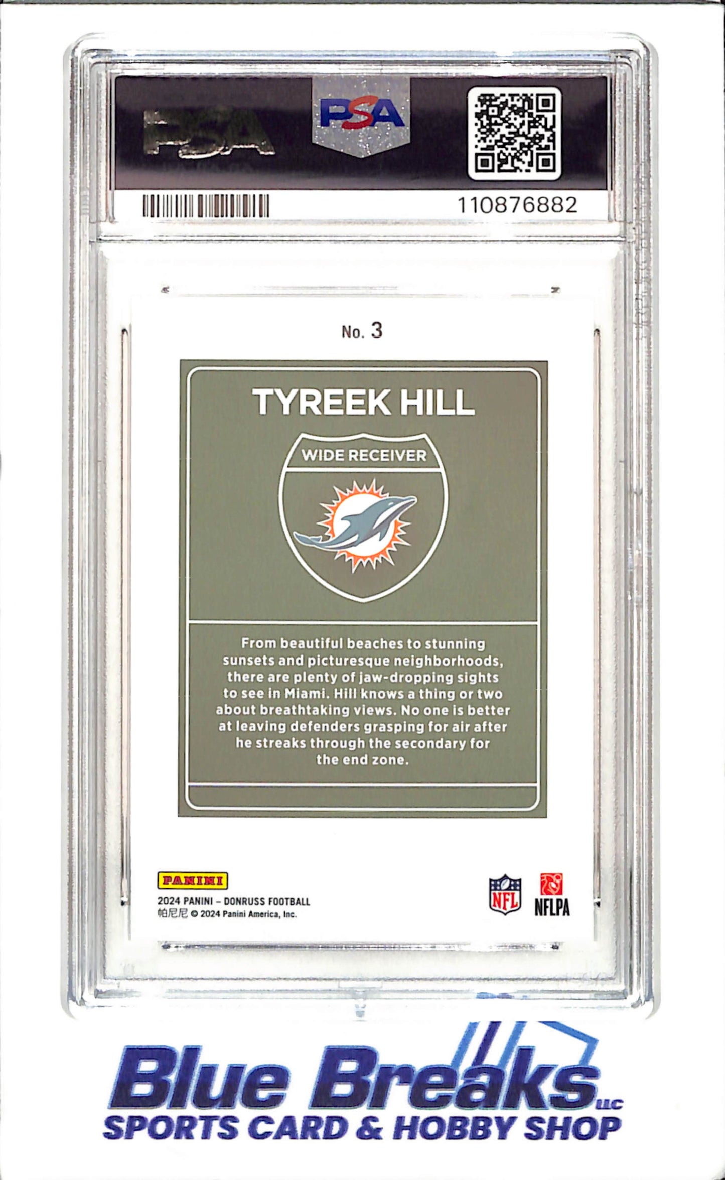 2024 Panini Donruss - Tyreek Hill - Downtown! - PSA 9 - Miami Dolphins - Football - #3 - drop