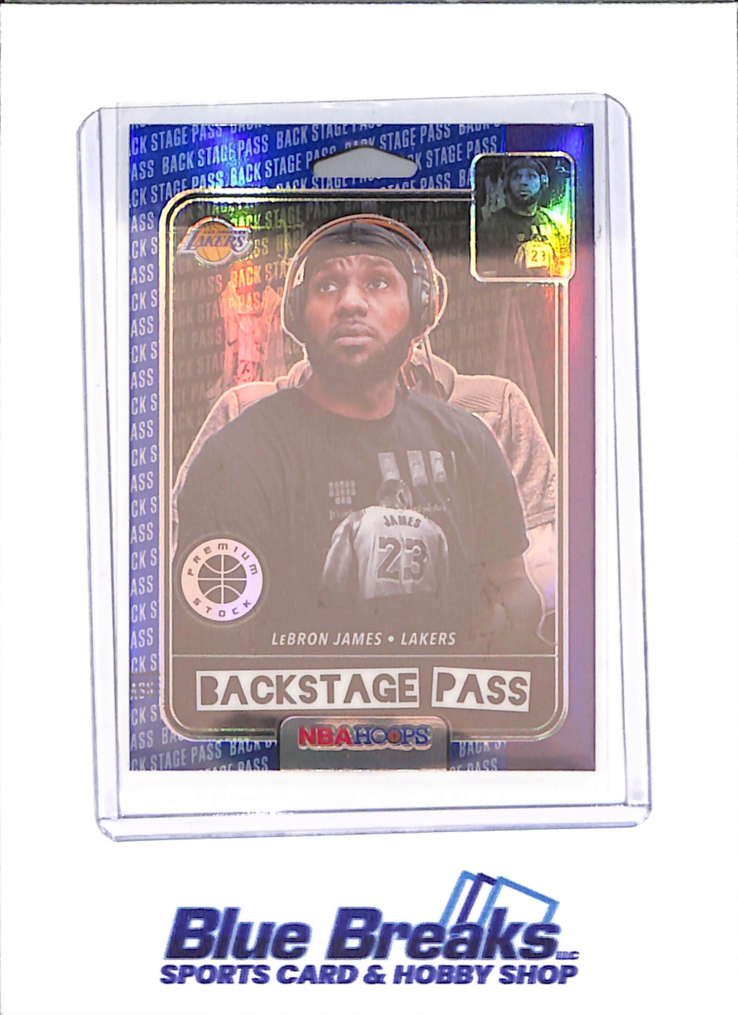 2019-20 Panini Hoops Premium Stock - Lebron James - Backstage Pass Blue - Los Angeles Lakers - Basketball - #7 - drop