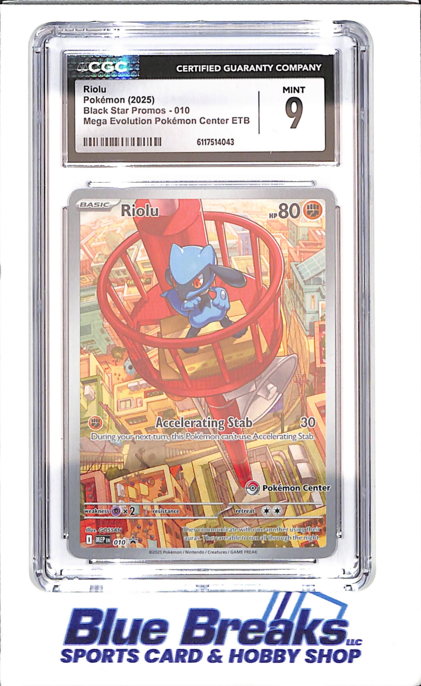 2025 Pokemon - Riolu - Black Star Promos - Mega Evolution Pokemon Center ETB - CGC 9 - 010 - drop