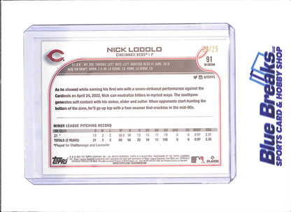 2022 Topps UK Edition - Nick Lodolo - 24/25 - RC -  Cincinnati Reds - Baseball - #91 - drop
