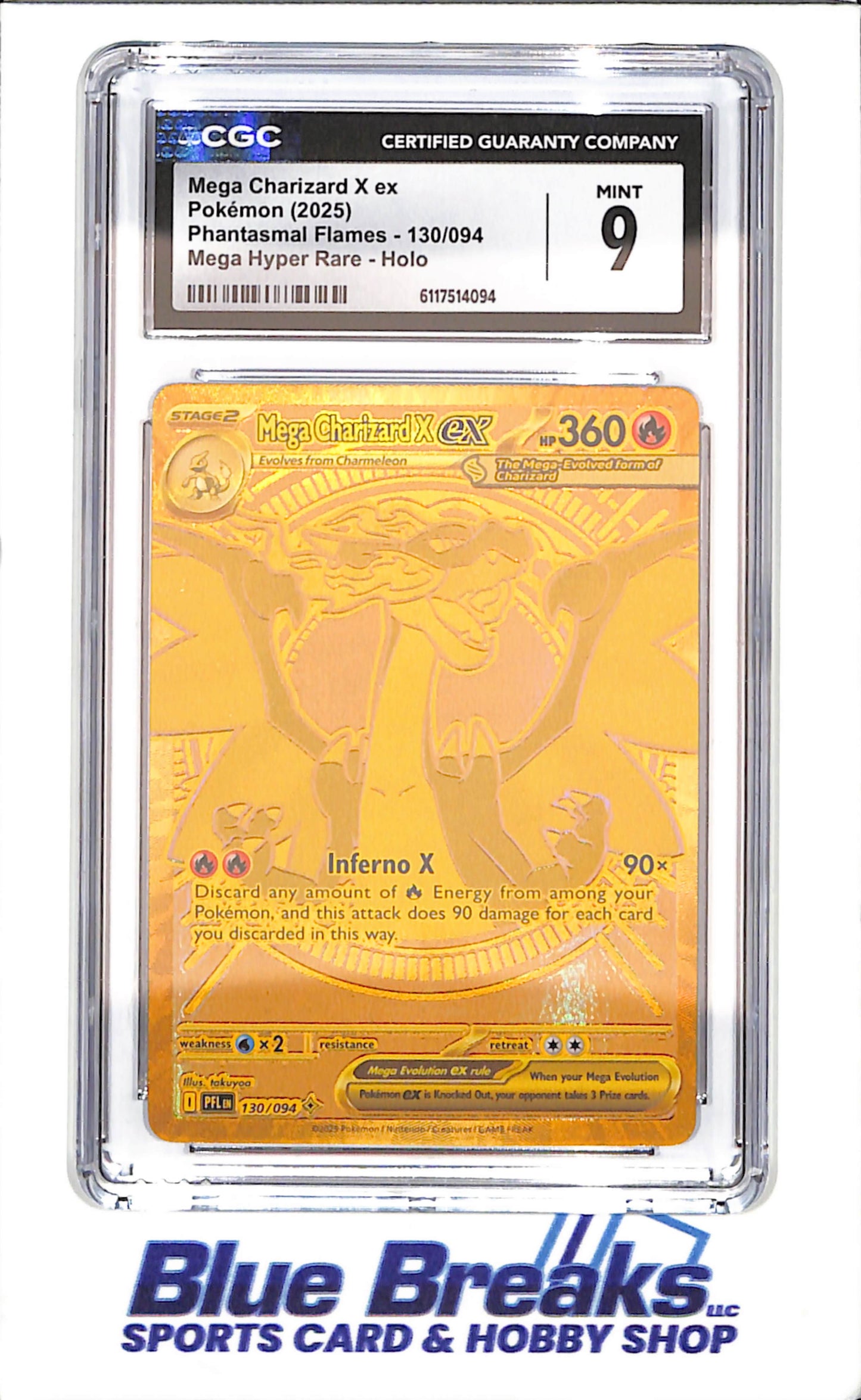 2025 Mega Charizard X ex - Phantasmal Flames - Mega Hyper Rare - Holo - CGC 9 - 130/094 - drop
