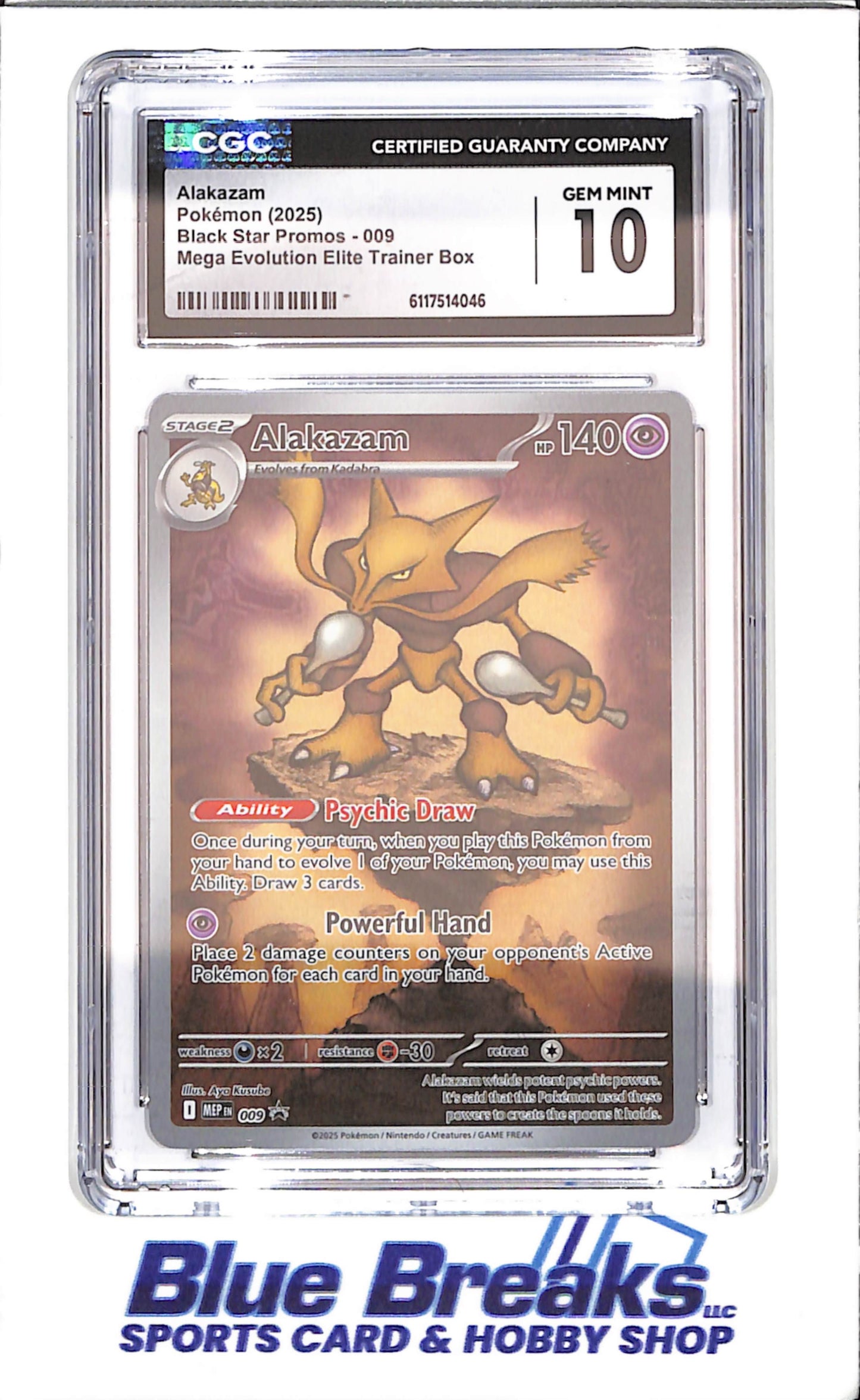 2025 Pokemon - Alakazam - Black Star Promos - Mega Evolution ETB - CGC 10 - 009 - drop