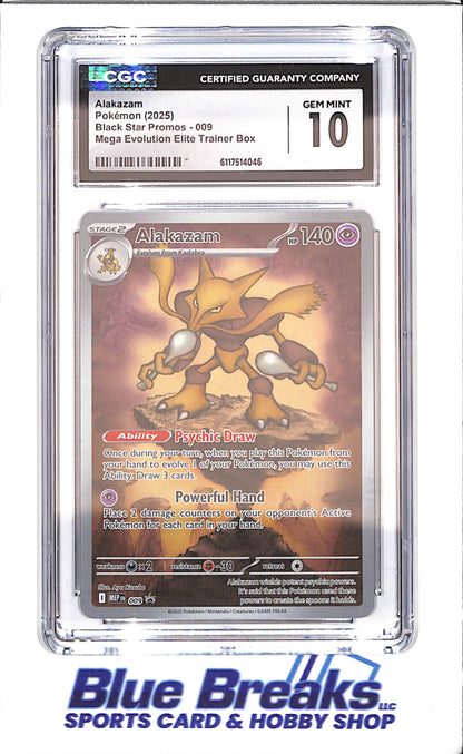 2025 Pokemon - Alakazam - Black Star Promos - Mega Evolution ETB - CGC 10 - 009 - drop