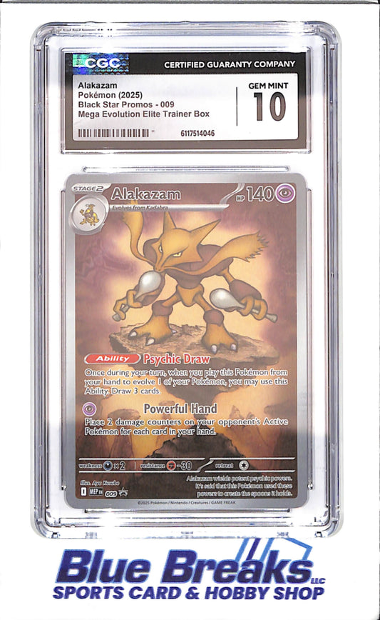 2025 Pokemon - Alakazam - Black Star Promos - Mega Evolution ETB - CGC 10 - 009 - drop