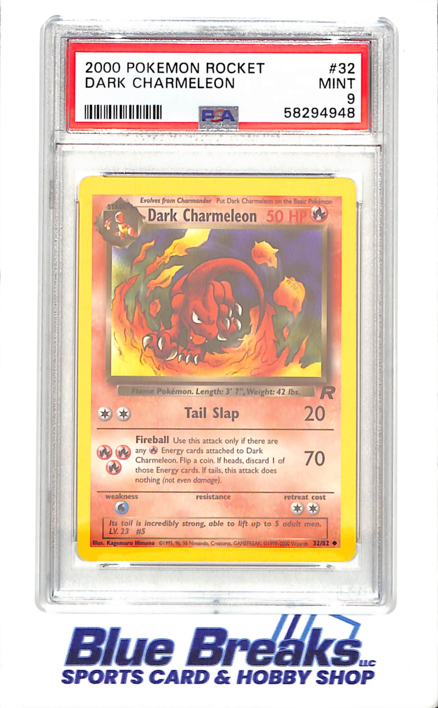 2000 Pokemon - Dark Charmeleon - Team Rocket - PSA 9 - 32/82 - drop