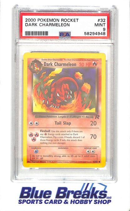 2000 Pokemon - Dark Charmeleon - Team Rocket - PSA 9 - 32/82 - drop