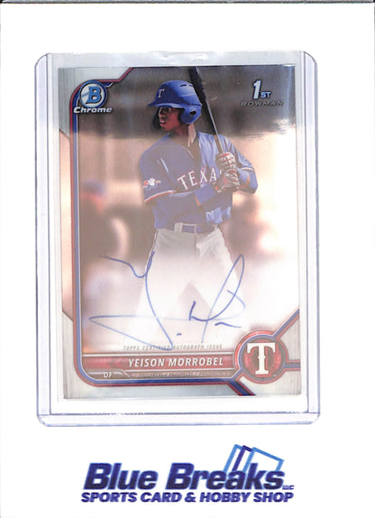 2022 Bowman Chrome - Yeison Morrobel - Bowman 1st Autograph - Texas Rangers - Baseball - #CPA-YML - drop